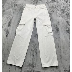 JBD Just Black Denim Jeans Womens 24 White Tyler 7-Pocket Cargo Wide Leg Baggy
